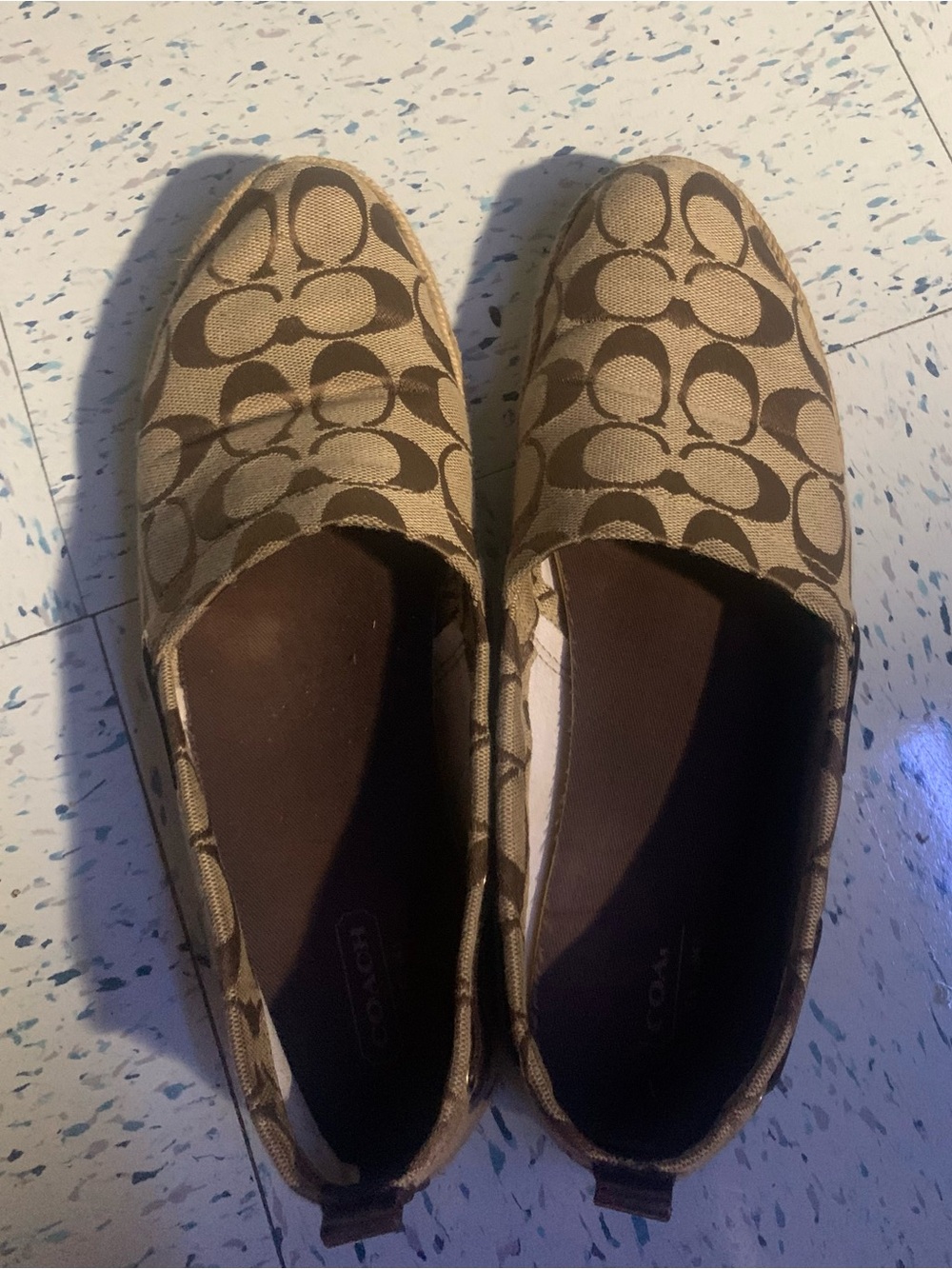 Coach Kids Tan & Brown Signature Slip-Ons